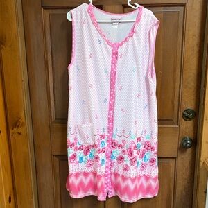 Betsy TW Pink Floral Sleeveless Nightgown Size 3X
